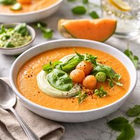 Cool Cantaloupe Soup with Basil Cream