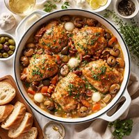 Coq Au Vin Blanc Chicken with White Wine