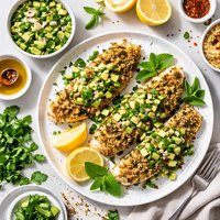 Coriander and Lemon Crusted Barramundi with Cucumber Mint Salsa