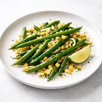 Corn and Haricot Verts Green Beans in Lime Shallot Butter