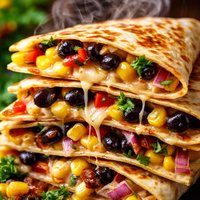 Corn Black Bean and Red Onion Quesadillas