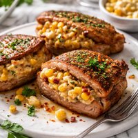 Corn Stuffed Pork Chops