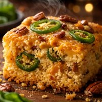 Cornbread with Cheese Jalapenos and Pecans