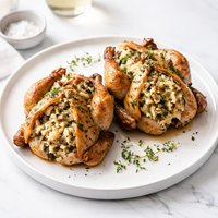 Cornish Game Hens with Cheesy Rice Stuffing
