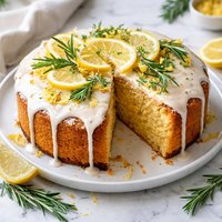 Cornmeal Rosemary Cake with Lemon Fondant