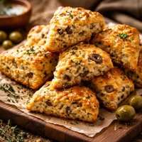 Country Style California Olive Thyme and Cheese Scones Biscuits