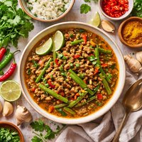 Country Style Curry with Ground Beef and Green Beans