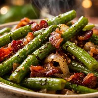 Country Style Green Beans W Bacon Onions and Balsamic Vinegar