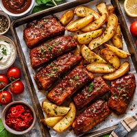 Country Style Ribs and Potato Wedges