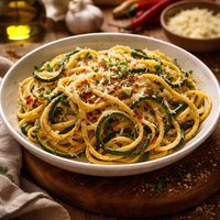 Courgette Zucchini Pasta with Chili Garlic Parmesan