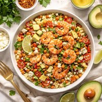 Couscous Salad with Avocado Prawns