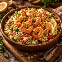 Couscous Salad with Grilled Shrimp Scampi
