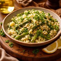 Couscous with Asparagus Chervil White Wine