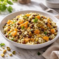 Couscous with Dried Apricots Currants and Pistachios