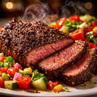 Cowboy Coffee Rubbed Steak W Fresh Chopped Veggie Salad