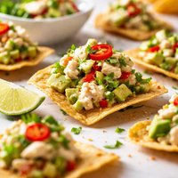 Crab and Avocado Dip on Chips Gourmet Style