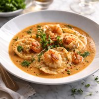 Crab and Prawn Ravioli in Seafood Bisque