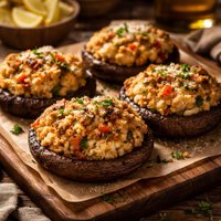 Crab Cake Stuffed Portobellos