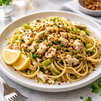Crab Leeks Over Linguine