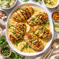 Crab Stuffed Chicken Breasts with Curry Sauce