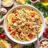 Crabby Cheese Angel Hair Pasta