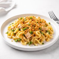 Cracker Crumb Topped Chicken and Noodle Casserole