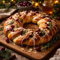 Cranberry Almond Holiday Wreath Bread