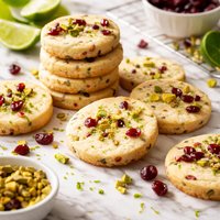 Cranberry Lime Pistachio Shortbread Cookies