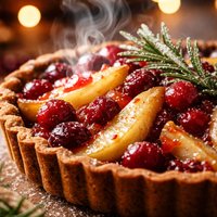 Cranberry Pear Tart with Gingerbread Crust