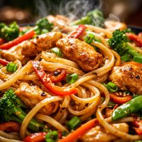 Crazy Chicken Rice Noodle Stir Fry