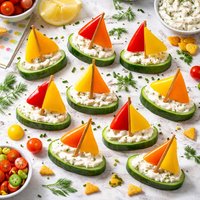Cream Cheese Cucumber Bites Kids Sailboats