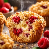 Cream Cheese Raspberry Muffins with Butter Crumb Topping