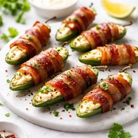 Cream Cheese Stuffed Jalapenos Wrapped in Bacon