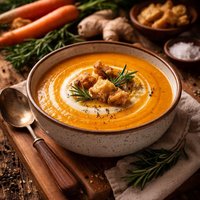 Cream of Carrot Soup with Ginger and Rosemary