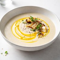 Cream of Jerusalem Artichoke Soup with Saffron Cream