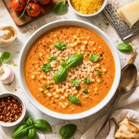 Cream of Tomato Soup with Acini Di Pepe