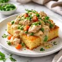 Creamed Chicken on Cornbread