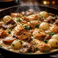 Creamed Chicken with Mushrooms Pearl Onions Sherry