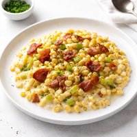 Creamed Corn with Bacon and Leeks