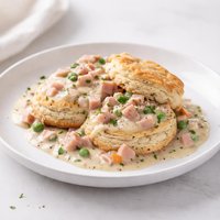 Creamed Ham Over Biscuits