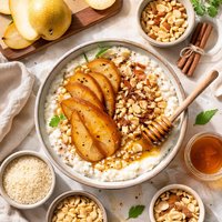 Creamed Rice Honey Macadamia Pears