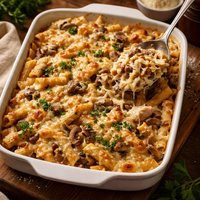 Creamy Baked Penne and Chicken with Mushrooms Oamc