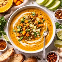 Creamy Butternut Squash Green Apple Curry Soup