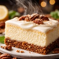 Creamy Cheesecake with Pecan Crust and Sour Cream Topping