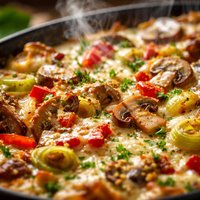 Creamy Cheesy Mushroomy Leeky Red Peppery Casserole