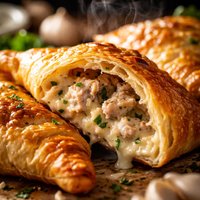 Creamy Chicken and Garlic Picnic Pasties Parcels with Boursin