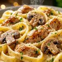 Creamy Chicken and Mushroom Fettuccini