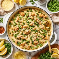 Creamy Chicken and Peas Pasta Dinner