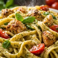 Creamy Chicken Pesto Fettuccine