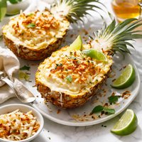 Creamy Coconut and Rum Baked Pineapple